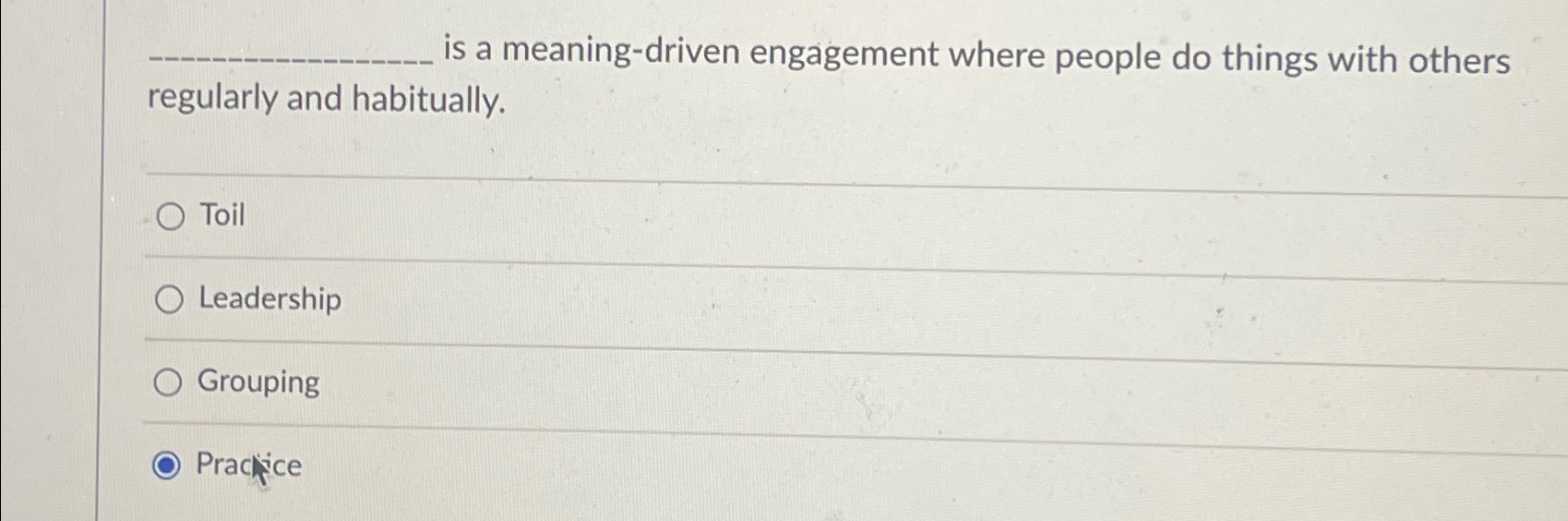  is a meaning-driven engagement where people do things with others regularly