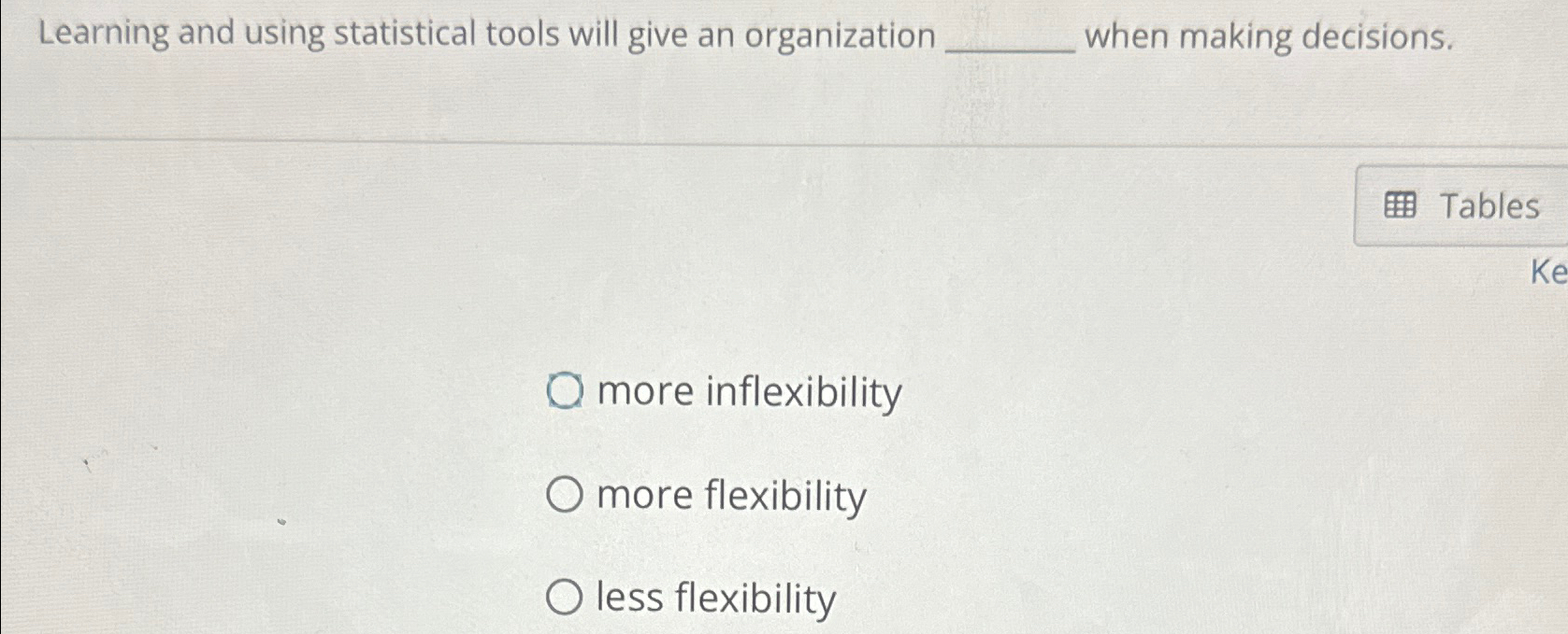  Learning and using statistical tools will give an organization when making