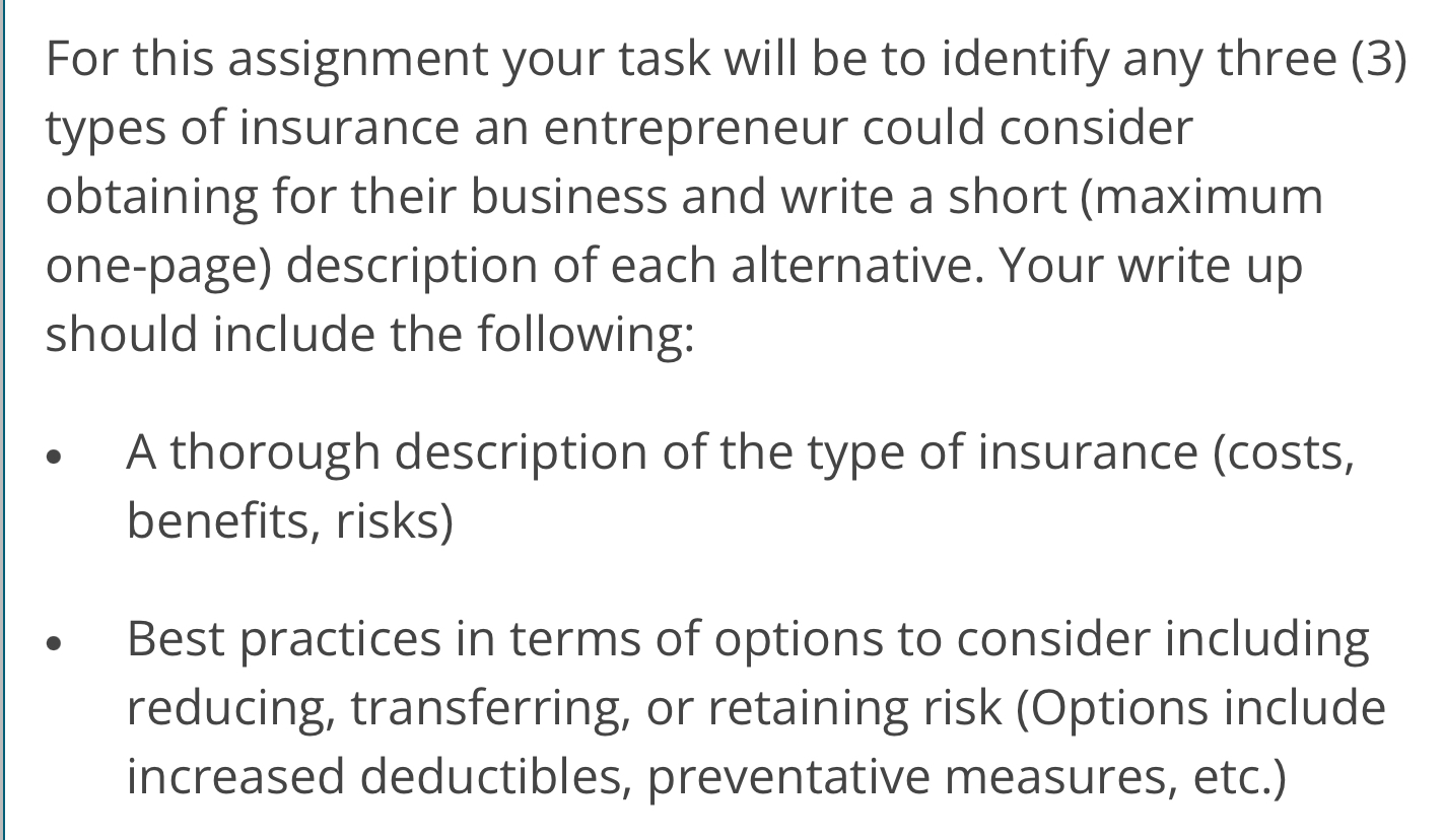  For this assignment your task will be to identify any three