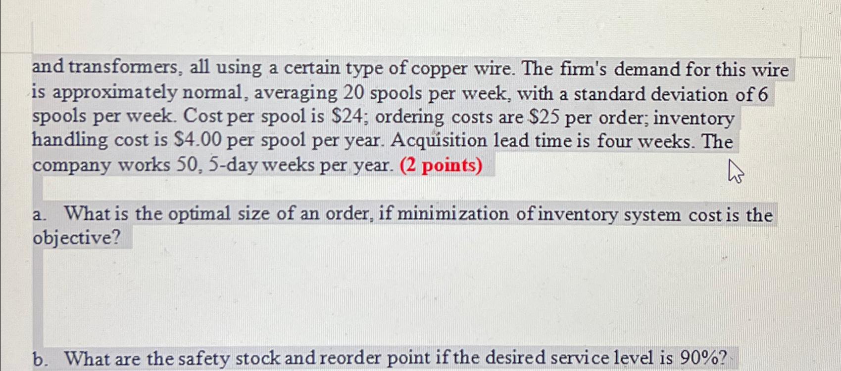  and transformers, all using a certain type of copper wire. The