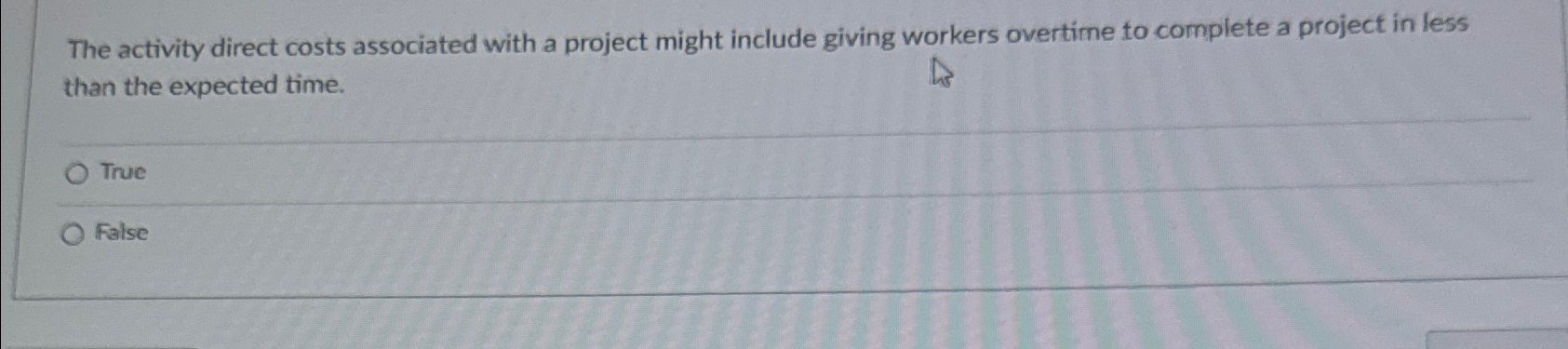  The activity direct costs associated with a project might include giving