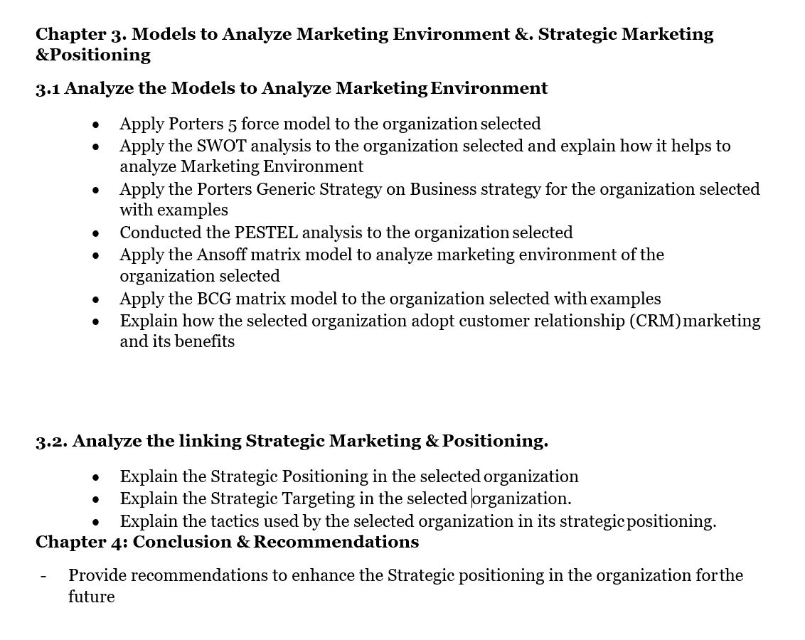  Chapter 3. Models to Analyze Marketing Environment &. Strategic Marketing &Positioning