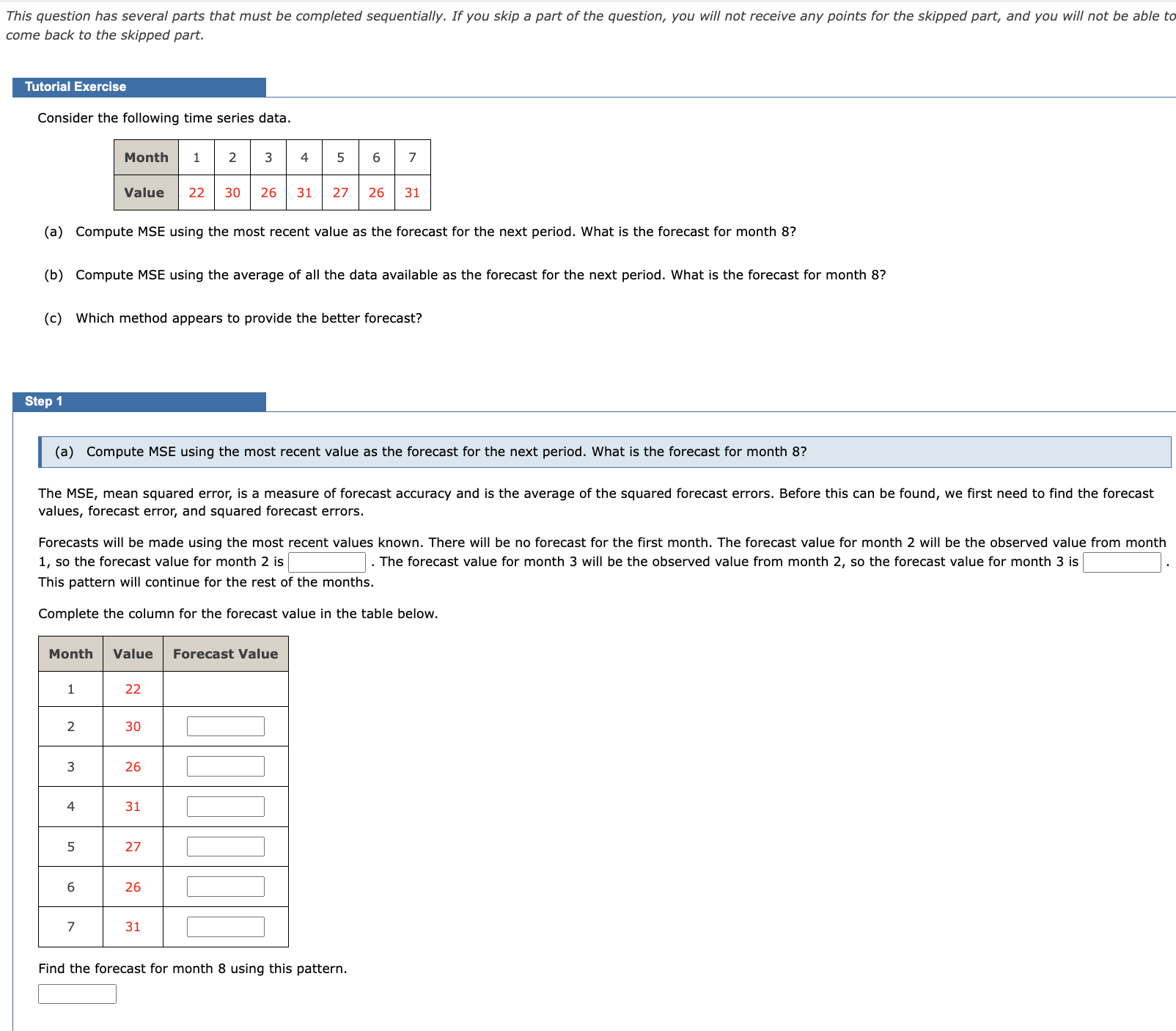  come back to the skipped part. Tutorial Exercise Consider the following