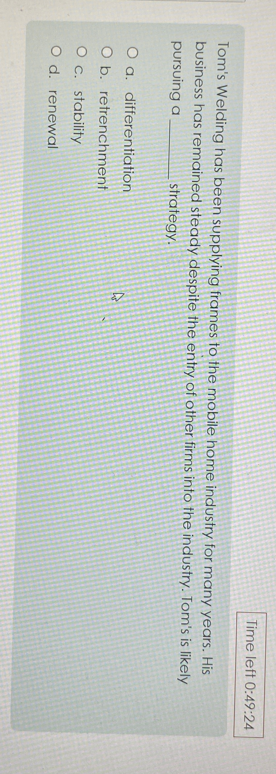  Time left 0:49:24 Tom's Welding has been supplying frames to the