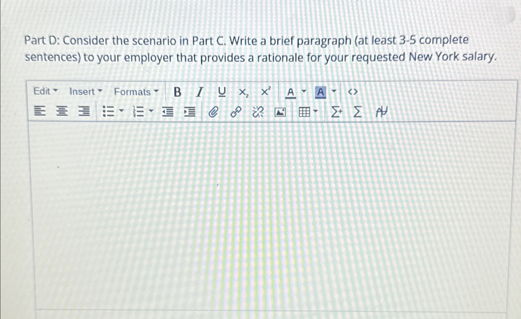  Part D: Consider the scenario in Part C. Write a brief