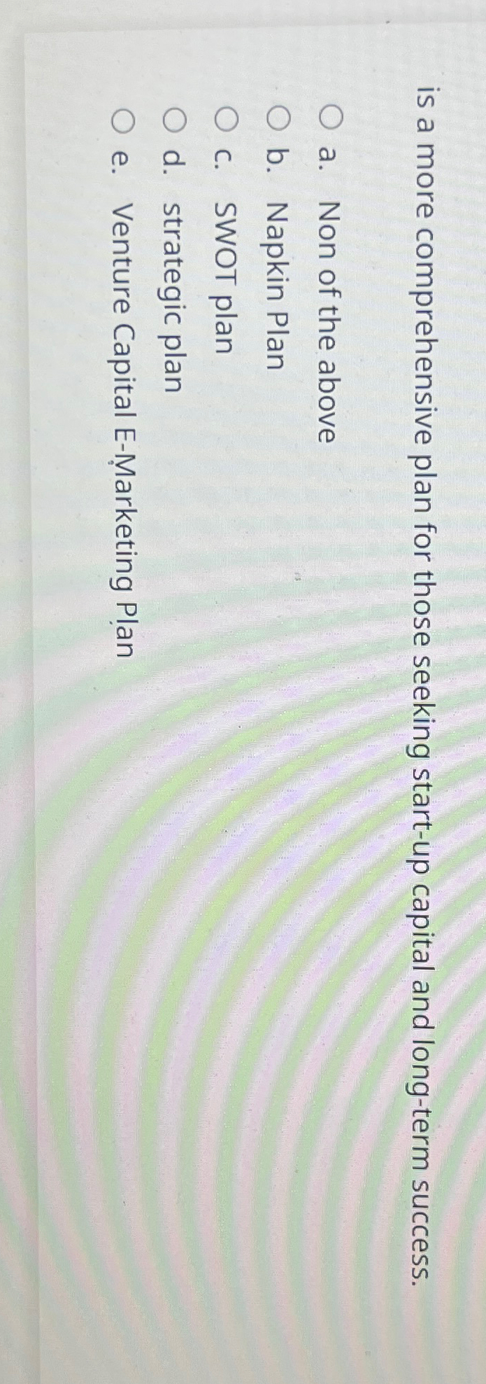  is a more comprehensive plan for those seeking start-up capital and