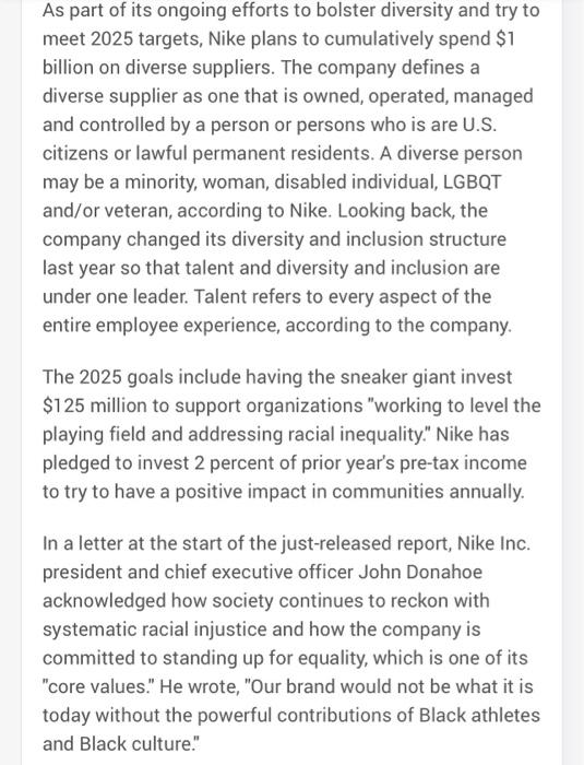 wants all employees to realize their potential. Nike's website mentions that "We