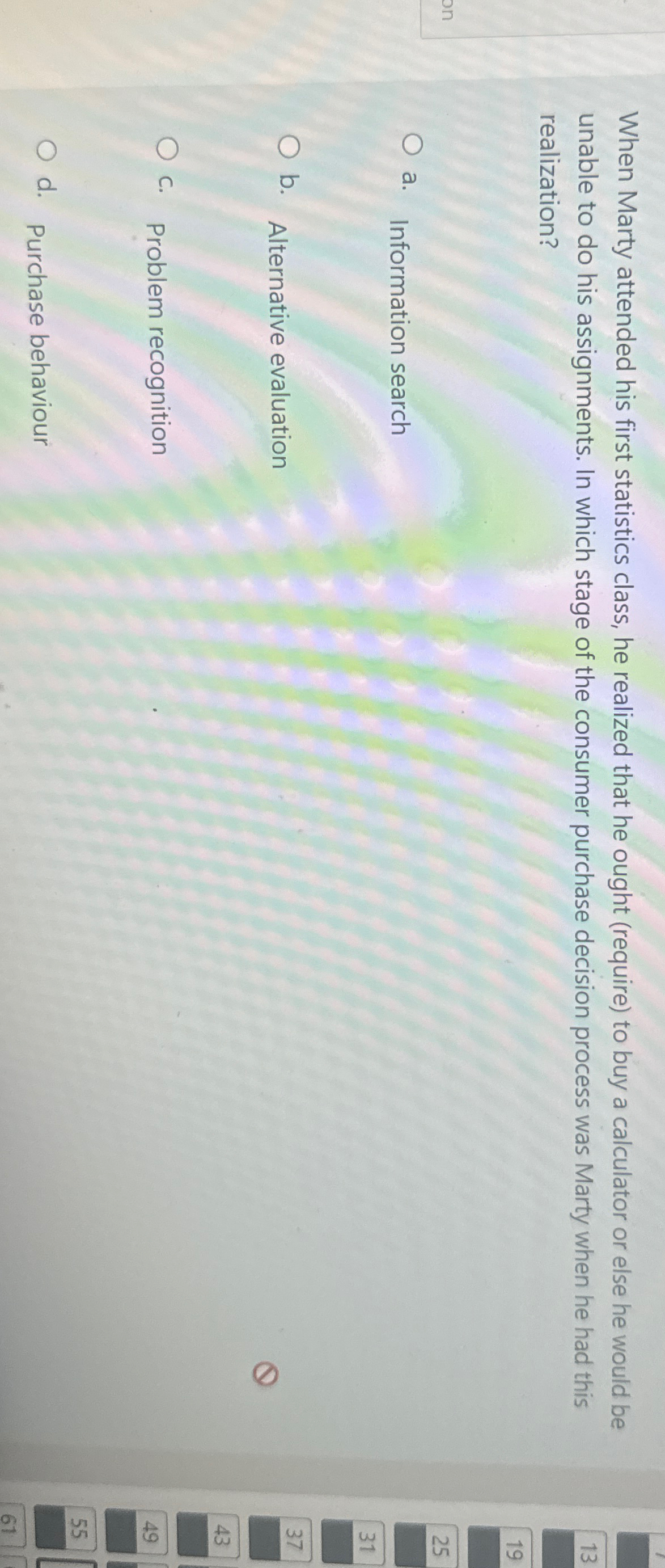  When Marty attended his first statistics class, he realized that he