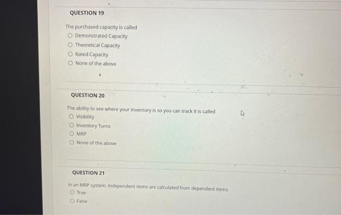 Raw matrerial WiP Pipeline QUESTION 12 Which of the following is true