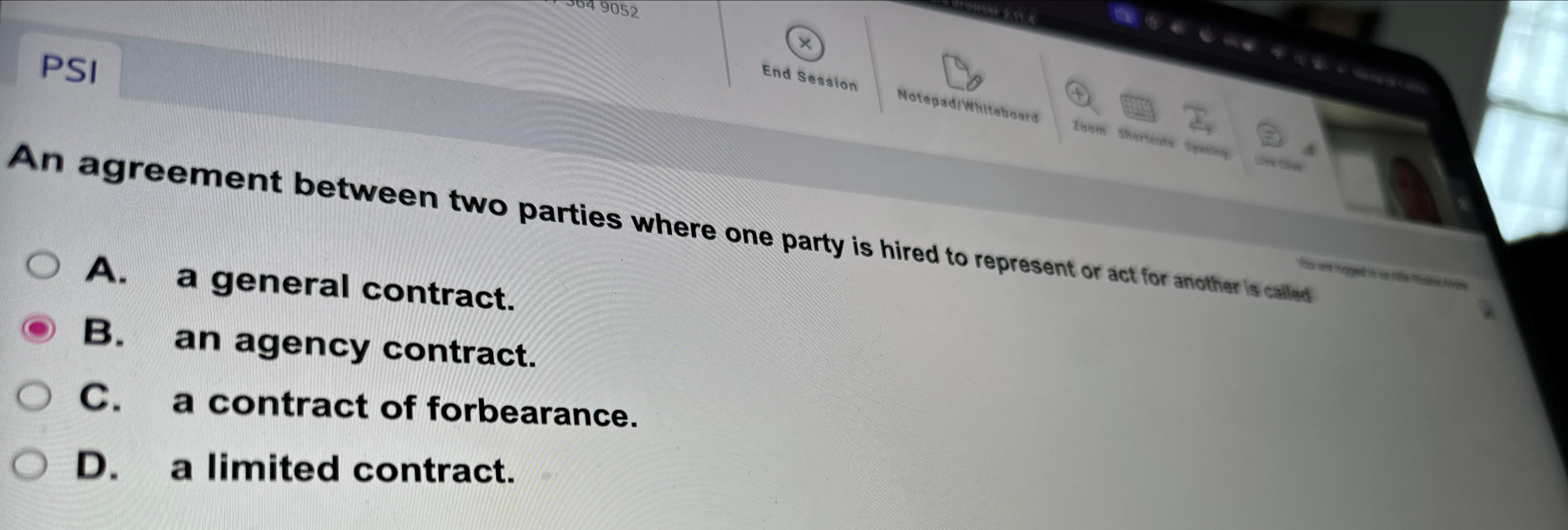  PSI End Session Notepad/Whiteboare An agreement between two parties where one