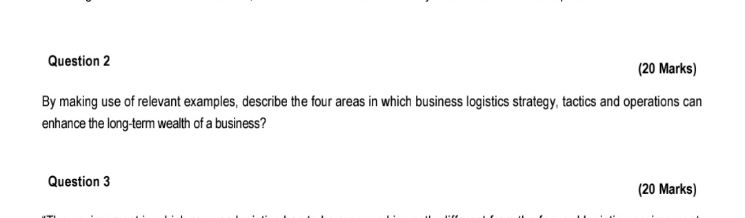  Question 2 (20 Marks) By making use of relevant examples, describe