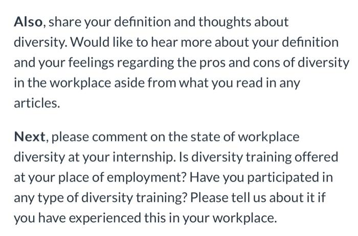 focuses on diversity in the workplace. Workplace diversity is not just a