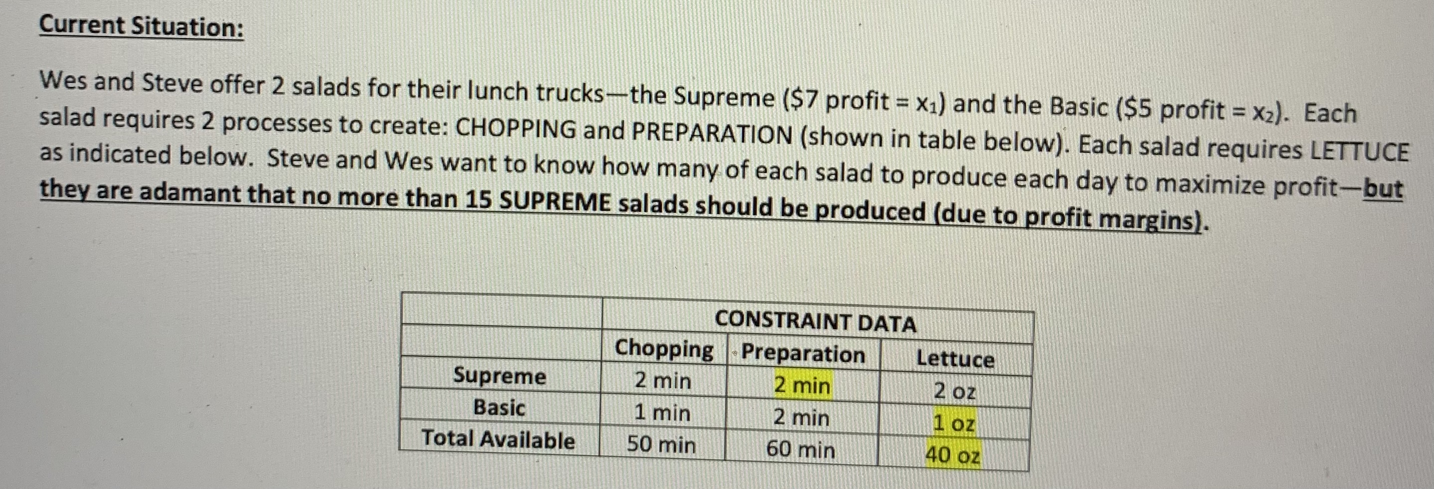 = Supreme and X2 = Basic? What are the constraint equations for