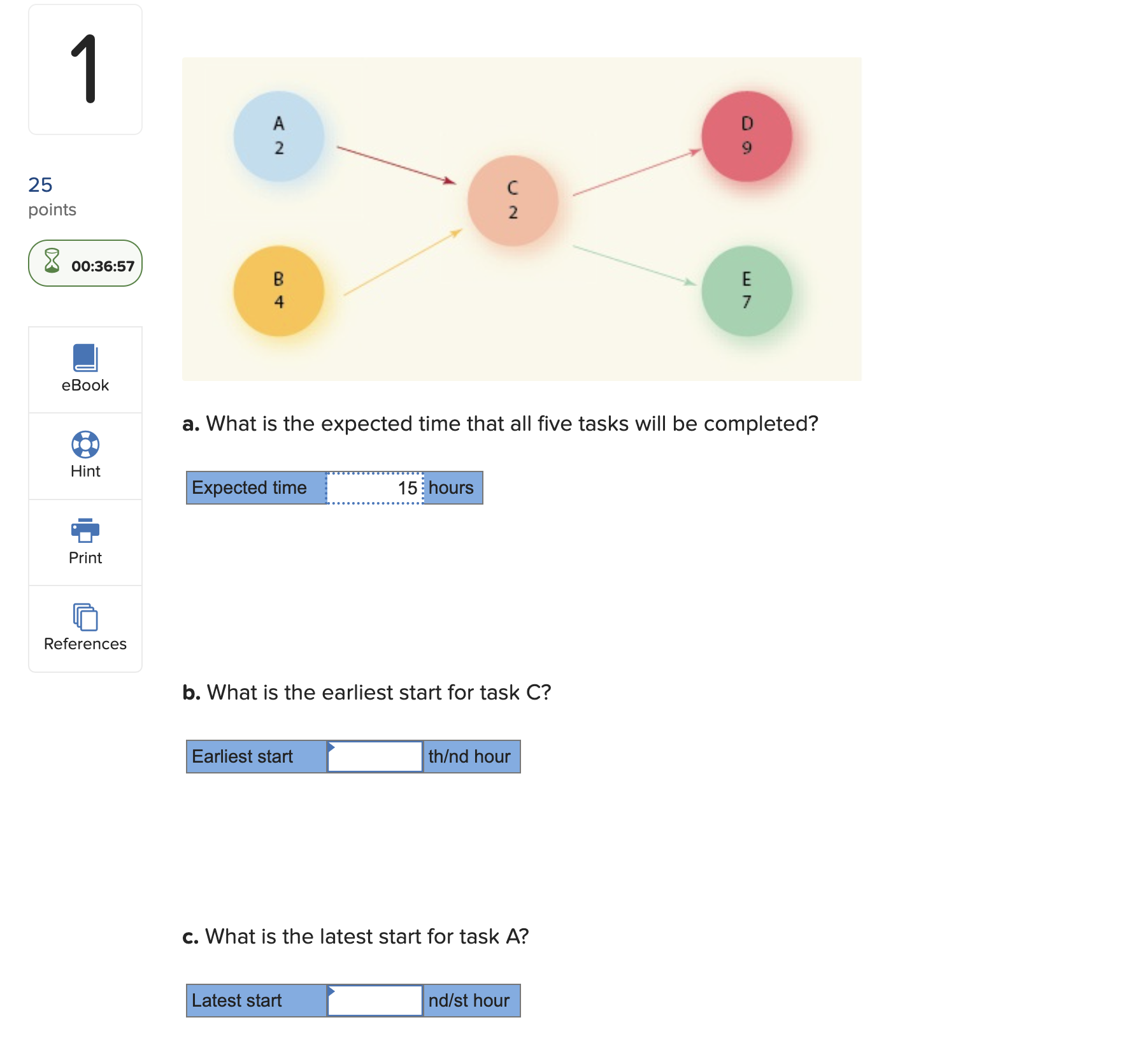  a. What is the expected time that all five tasks will