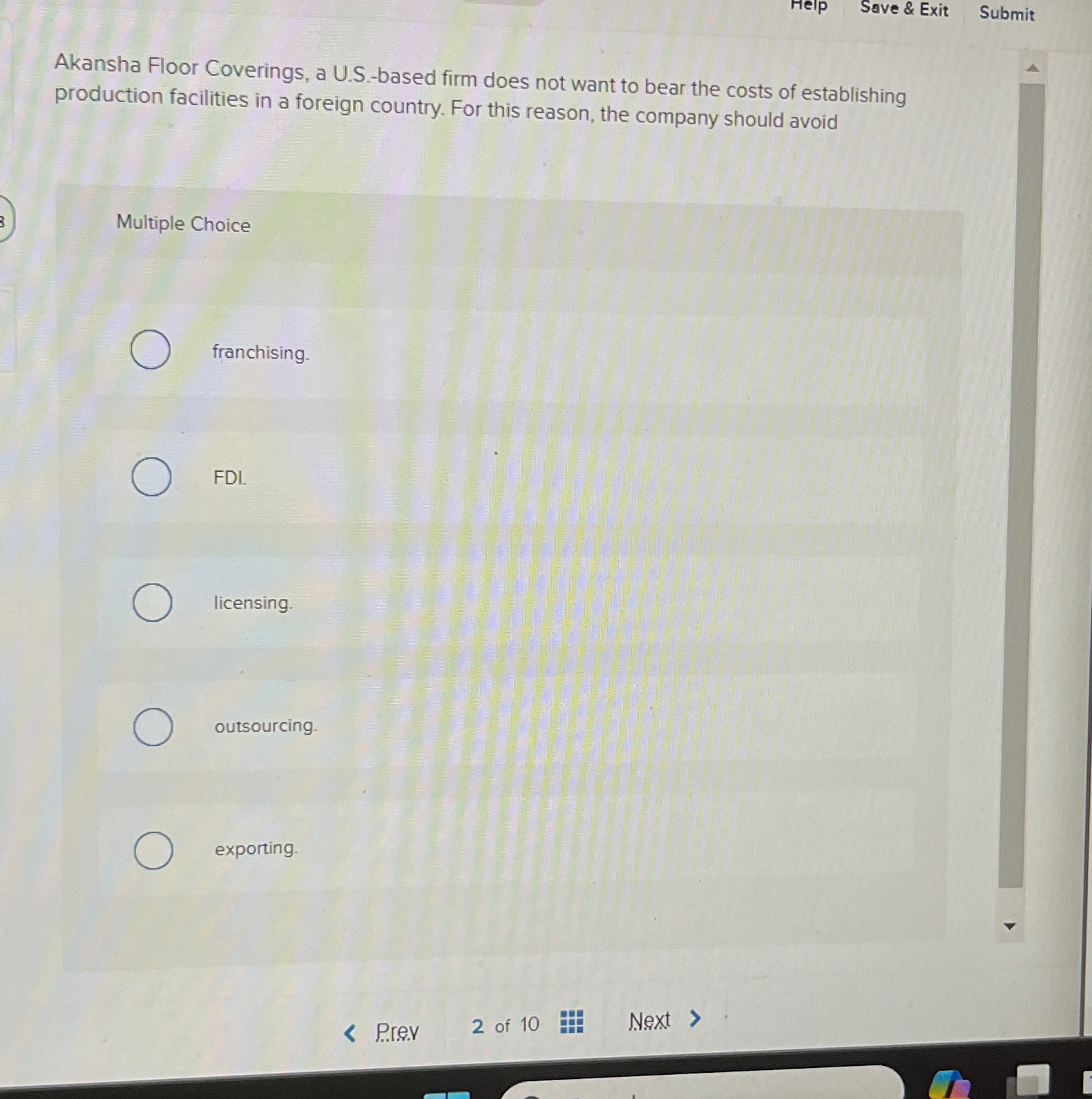  Save & Exit Submit Akansha Floor Coverings, a U.S.-based firm does