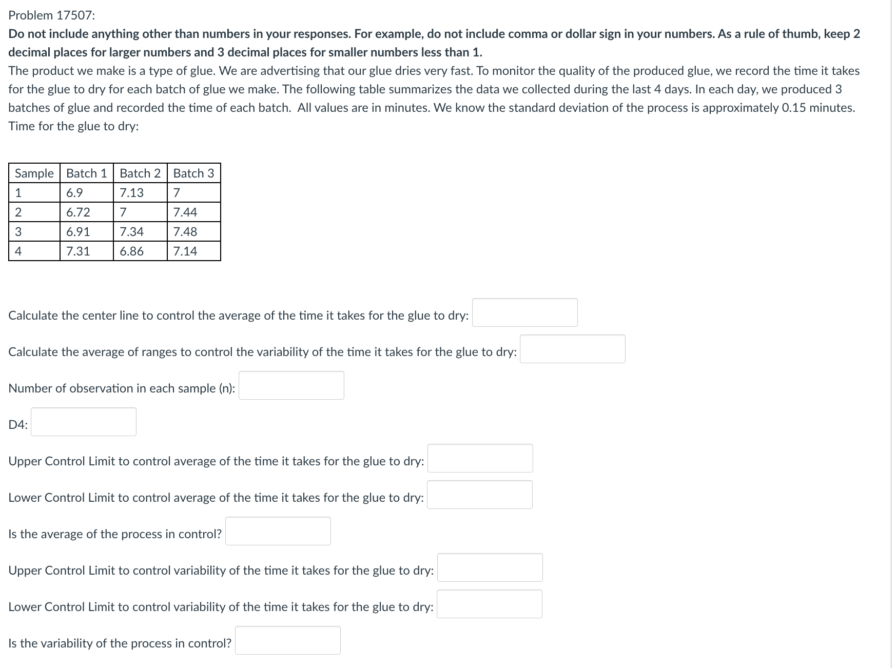  Problem 17507:Problem 17507: Do not include anything other than numbers in