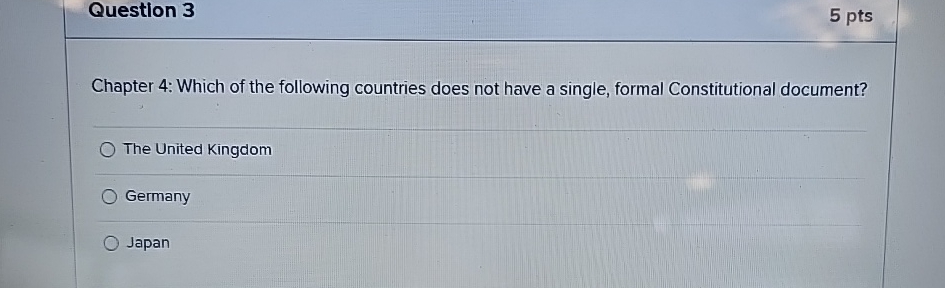  Question 3 5pts Chapter 4: Which of the following countries does