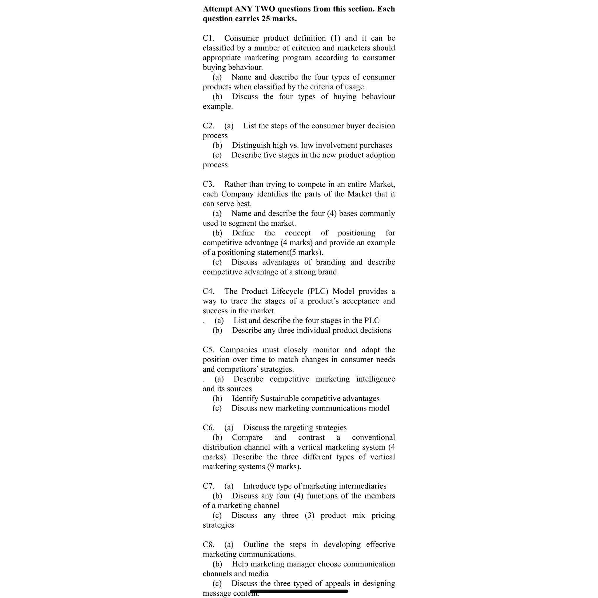  Attempt ANY TWO questions from this section. Each question carries 25