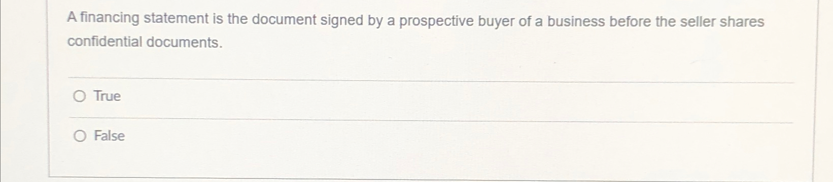  A financing statement is the document signed by a prospective buyer