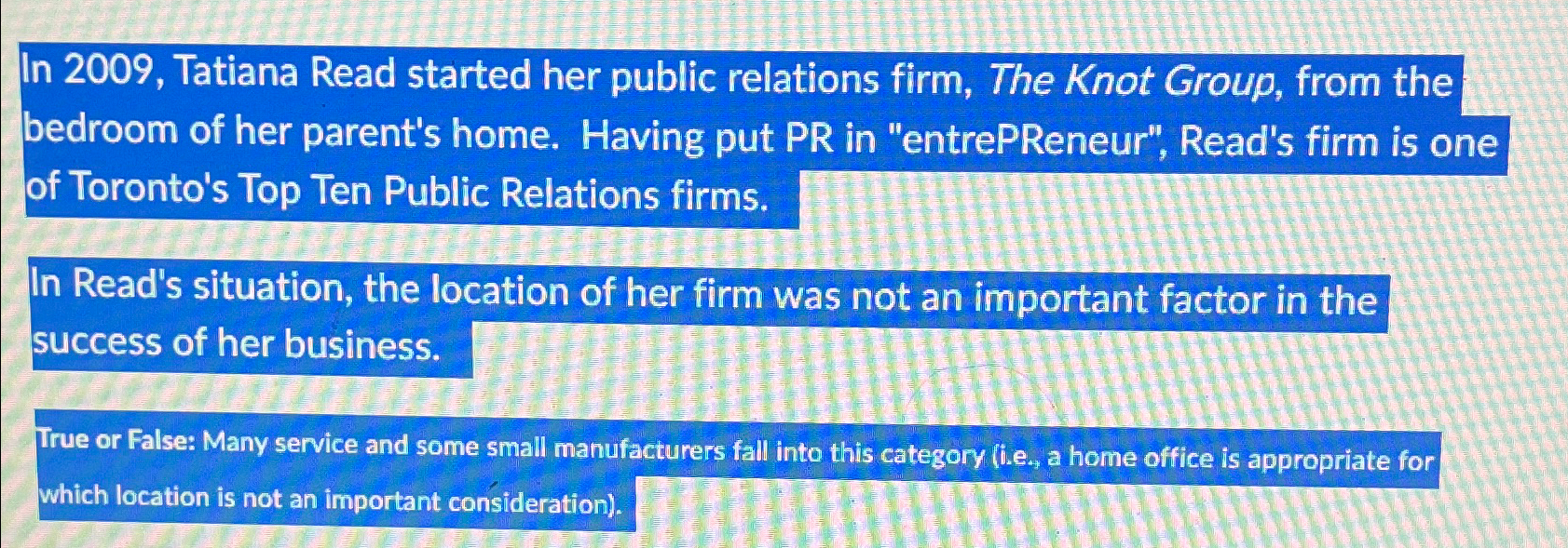  In 2009, Tatiana Read started her public relations firm, The Knot