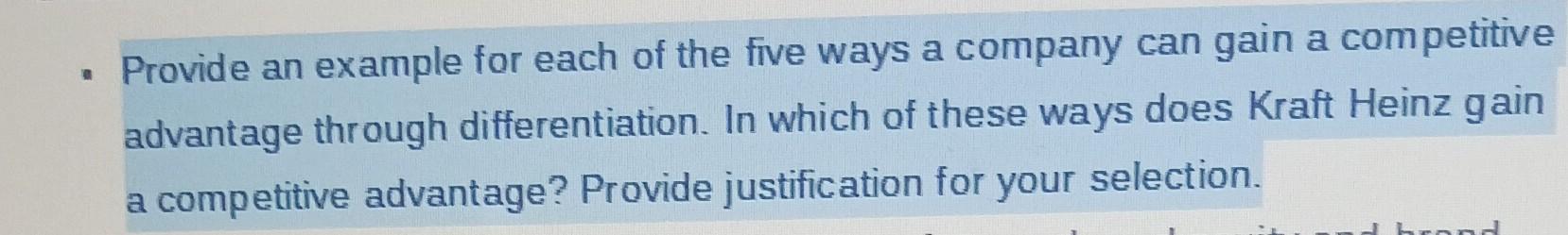  Provide an example for each of the five ways a company