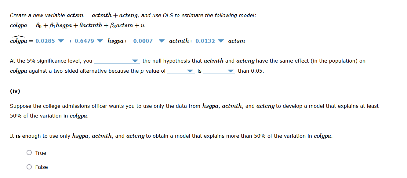 as independent variables. (Note: Use only observations where there is no missing