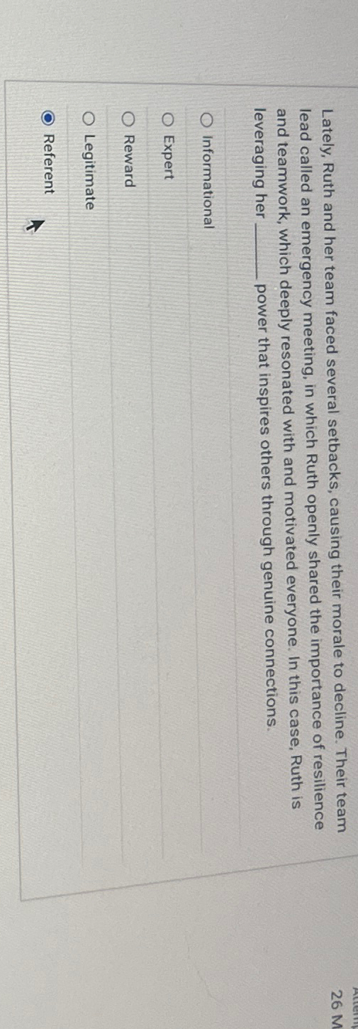  Lately, Ruth and her team faced several setbacks, causing their morale