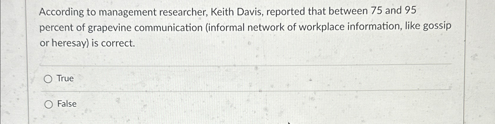  According to management researcher, Keith Davis, reported that between 75 and