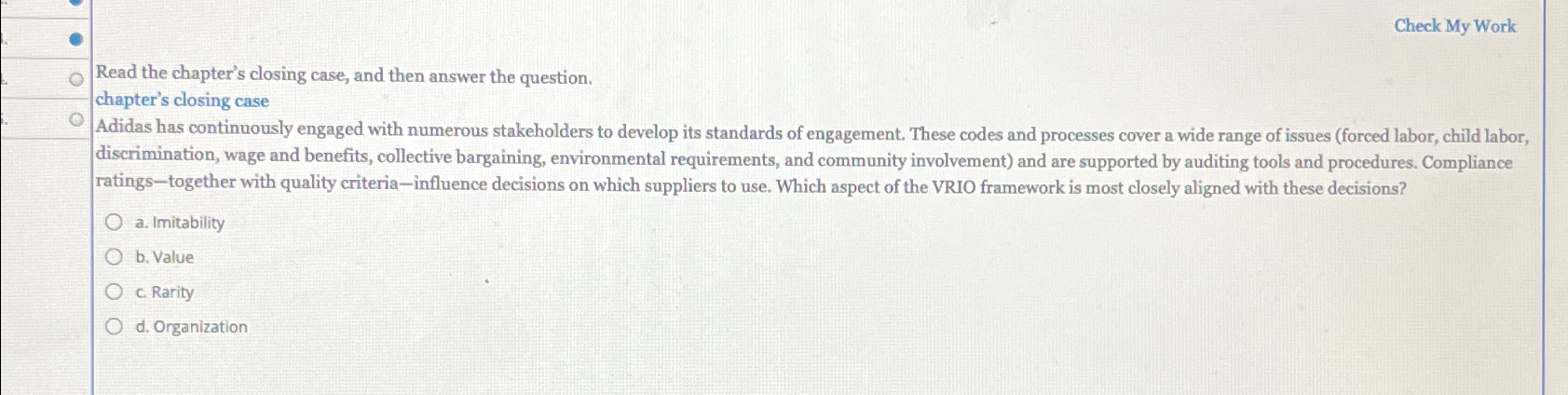 Check My Work Read the chapter's closing case, and then answer