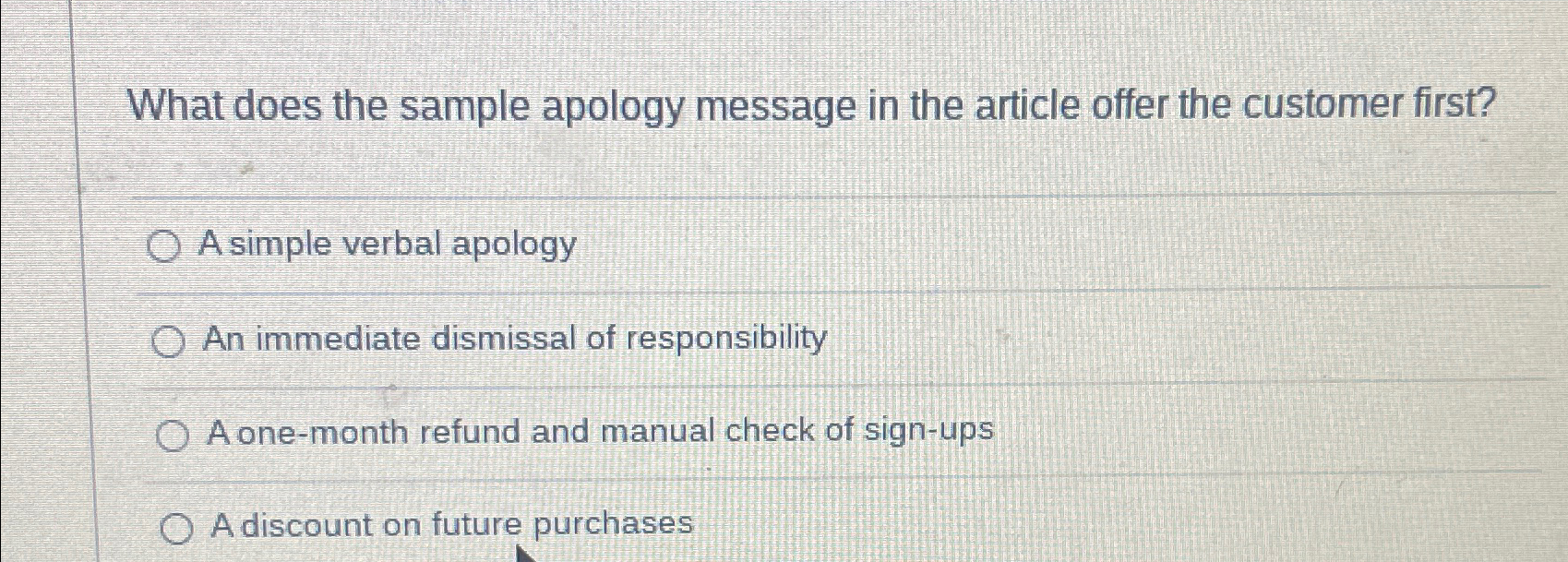  What does the sample apology message in the article offer the