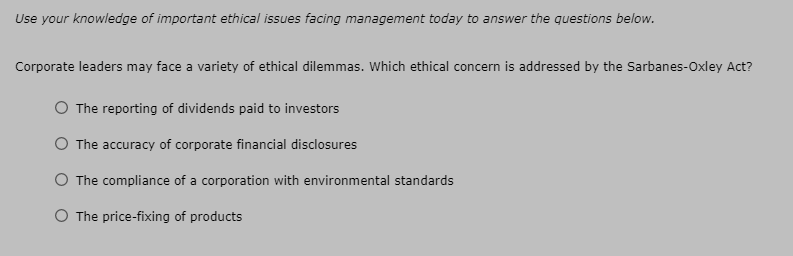Use your knowledge of important ethical issues facing management today to