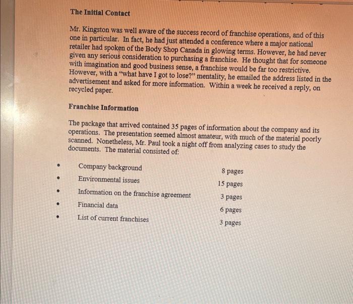 Body Shop Canada, as he opened his meeting with potential franchisee Paul