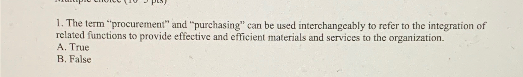  The term "procurement" and "purchasing" can be used interchangeably to refer