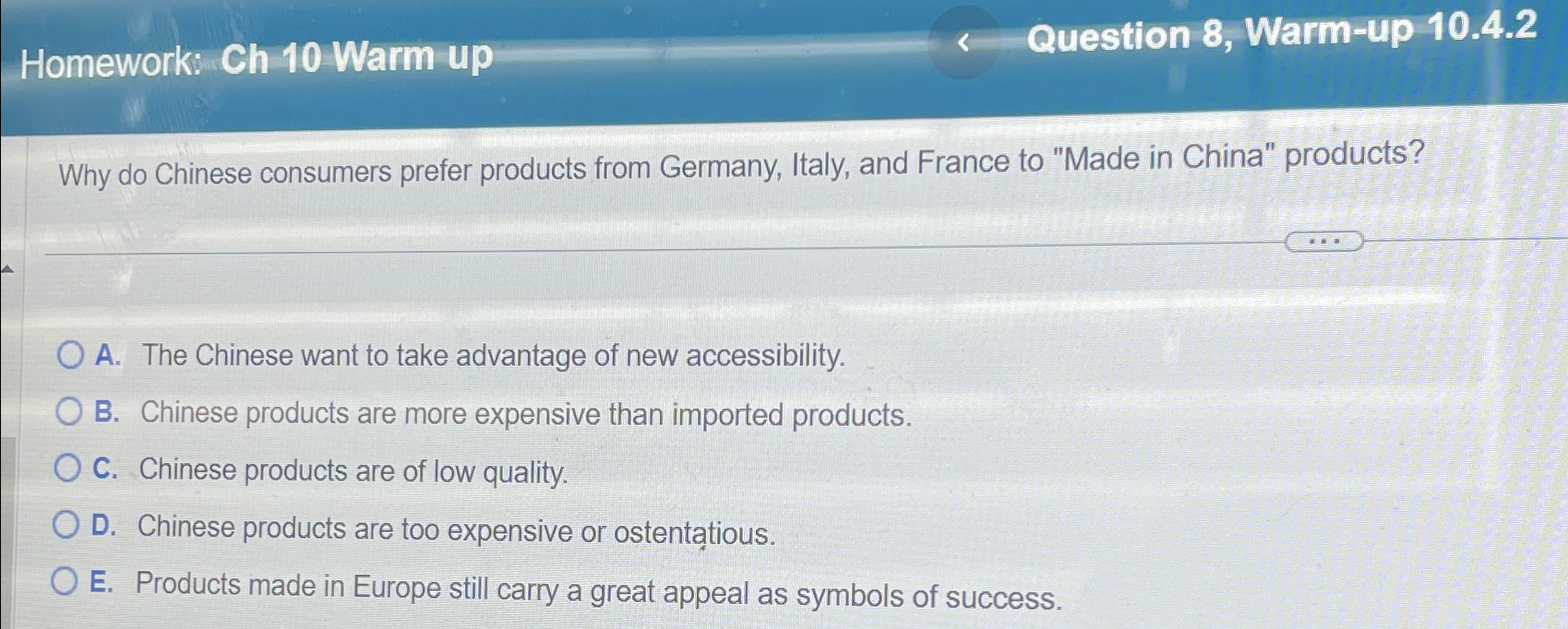  Homework: Ch 10 Warm up Question 8, Warm-up 10.4.2 Why do