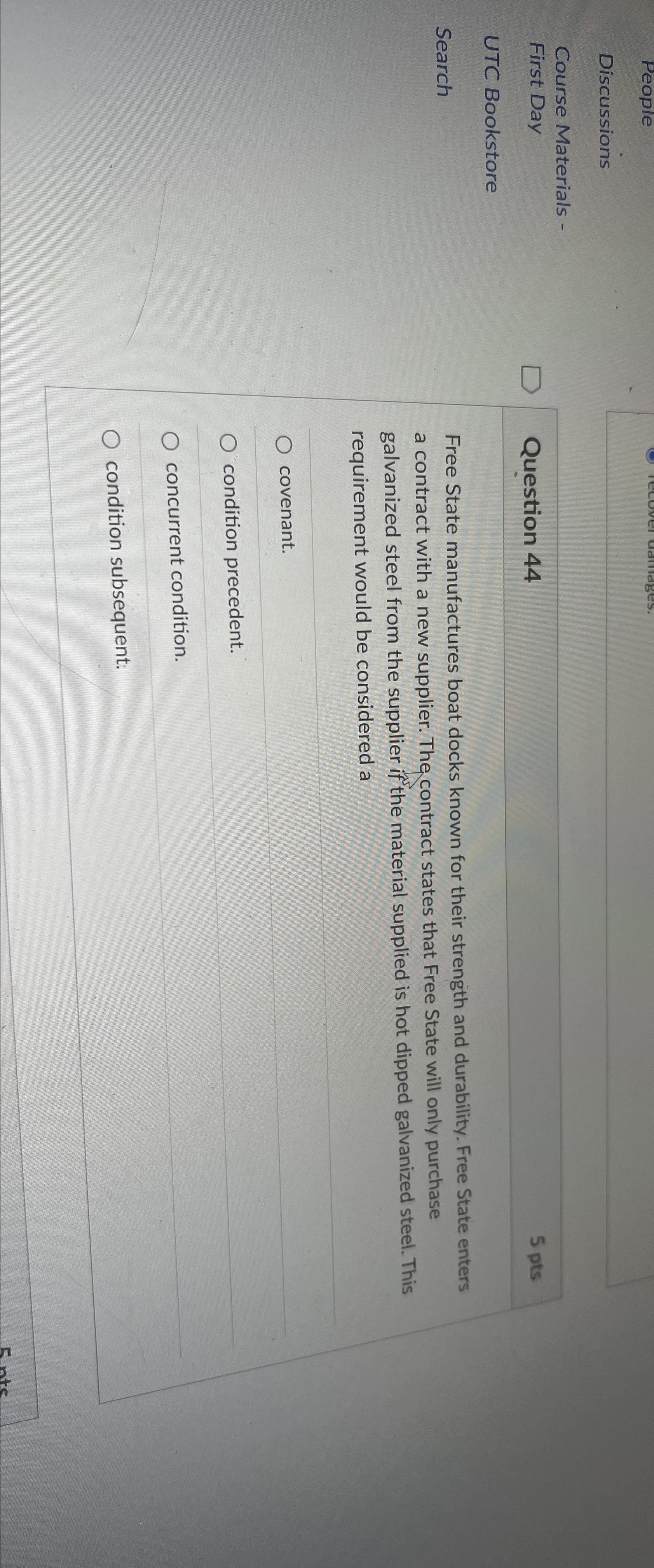  People Discussions Course Materials - First Day Question 44 5 pts