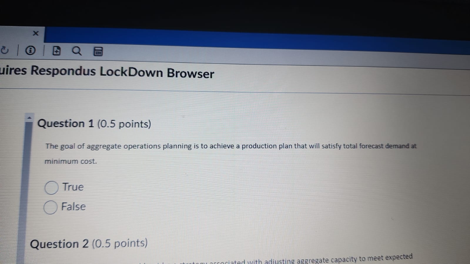  Question 1(0.5 points) The goal of aggregate operations planning is to