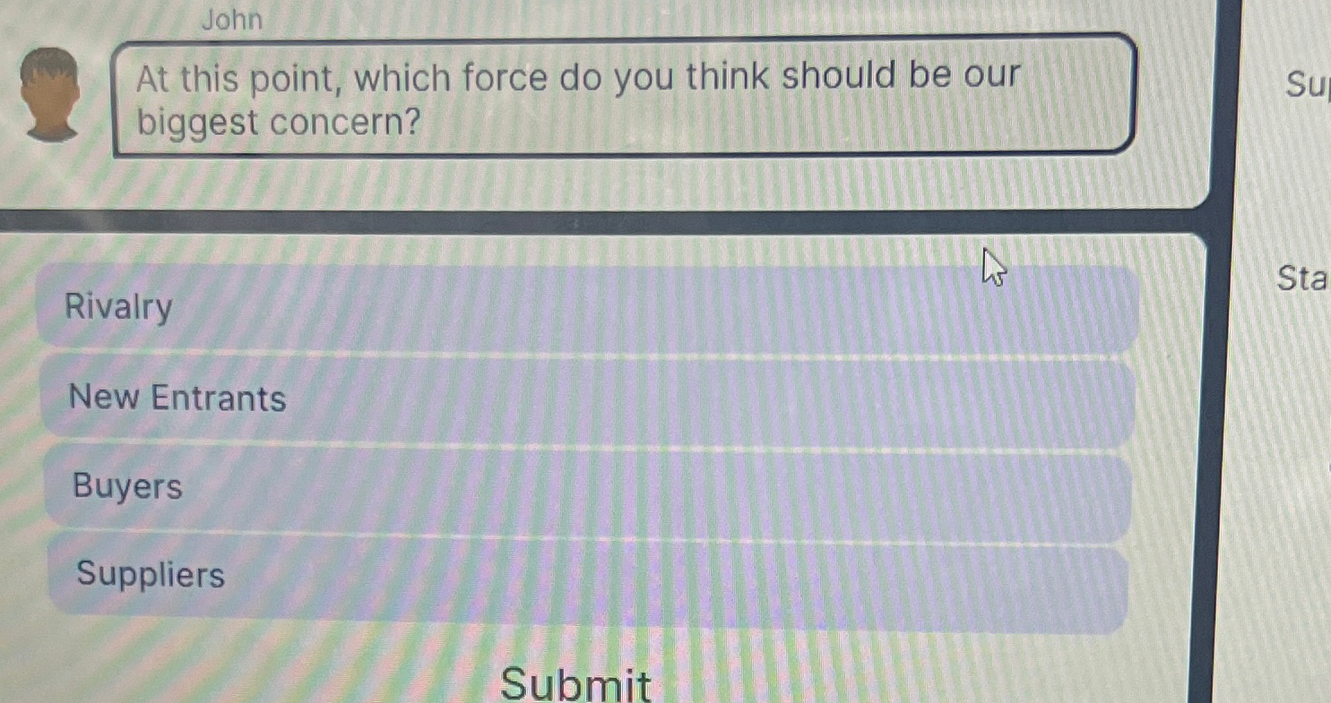  At this point, which force do you think should be our