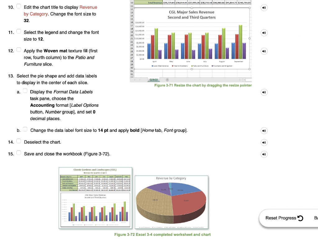 column chart to illustrate April-September revenue for Classic Gardens and Landscapes. You
