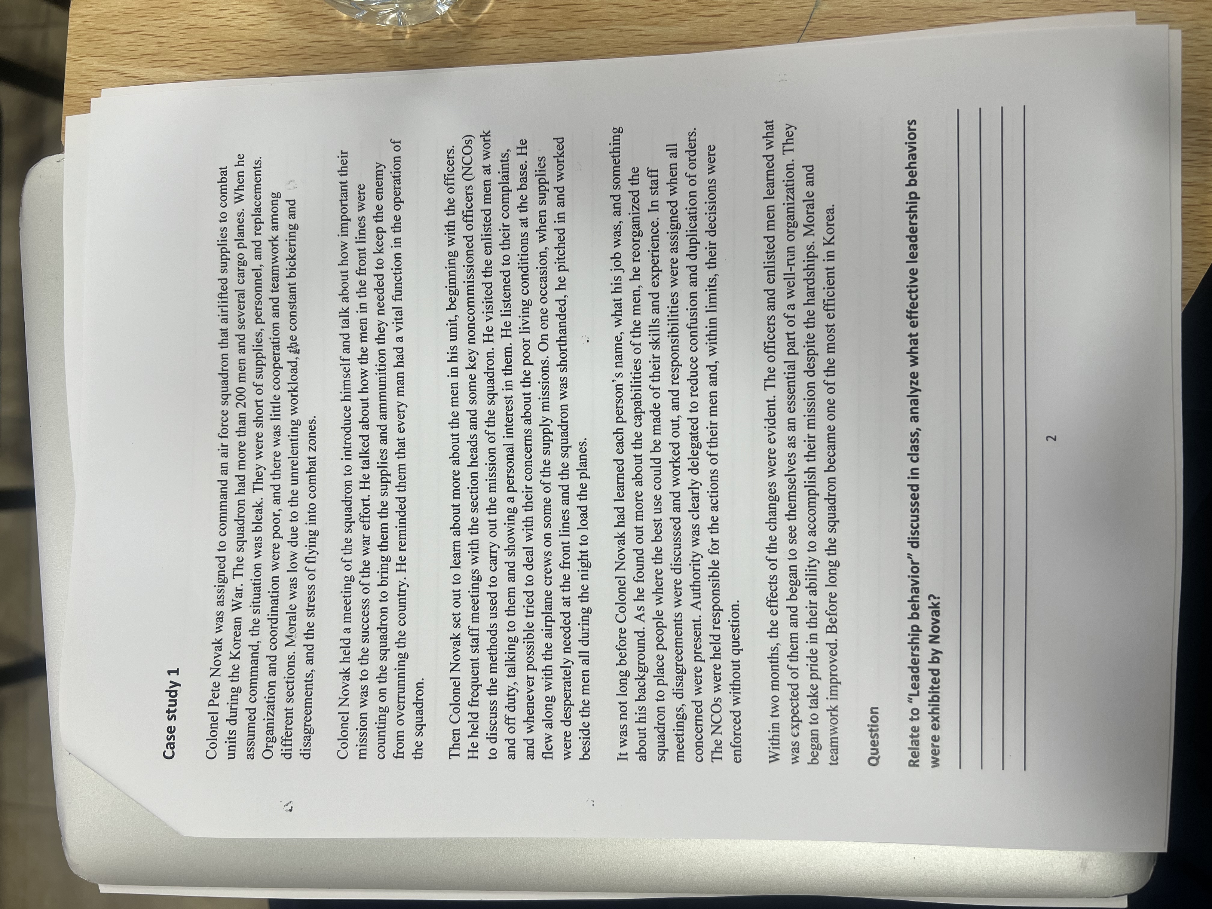  Case study 1 Colonel Pete Novak was assigned to command an