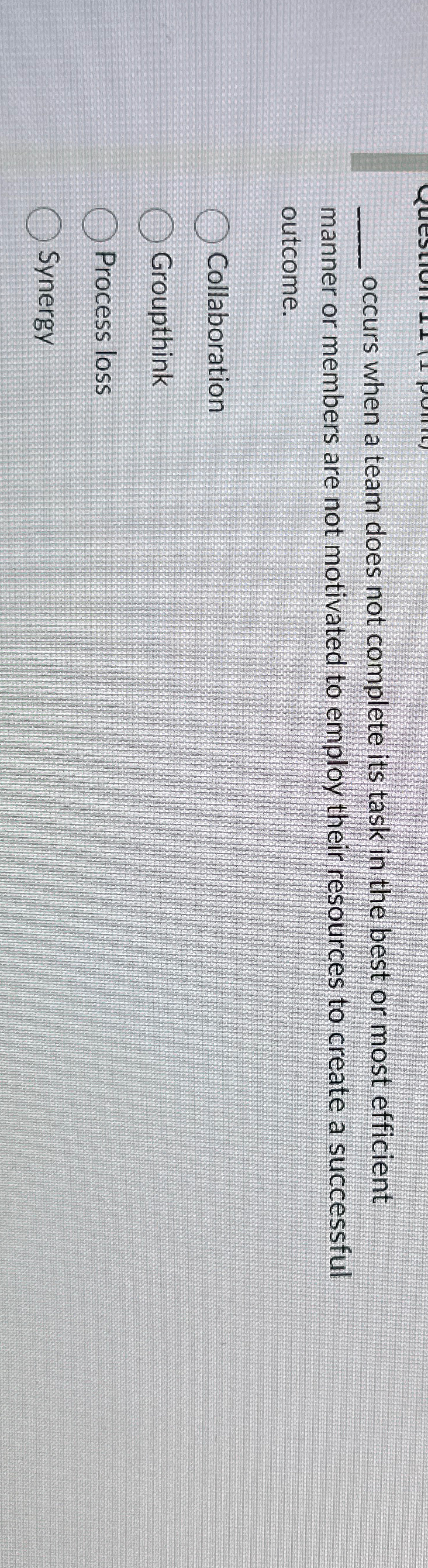  occurs when a team does not complete its task in the