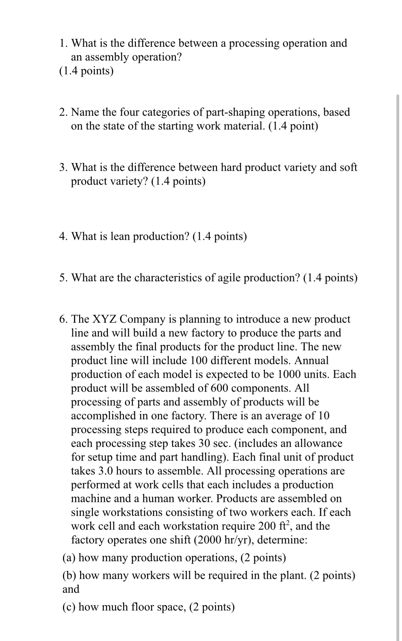  What is the difference between a processing operation and an assembly