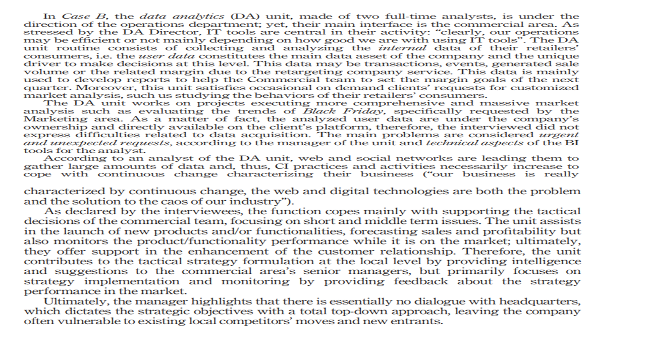  In Case B, the data analytics (DA) unit, made of two