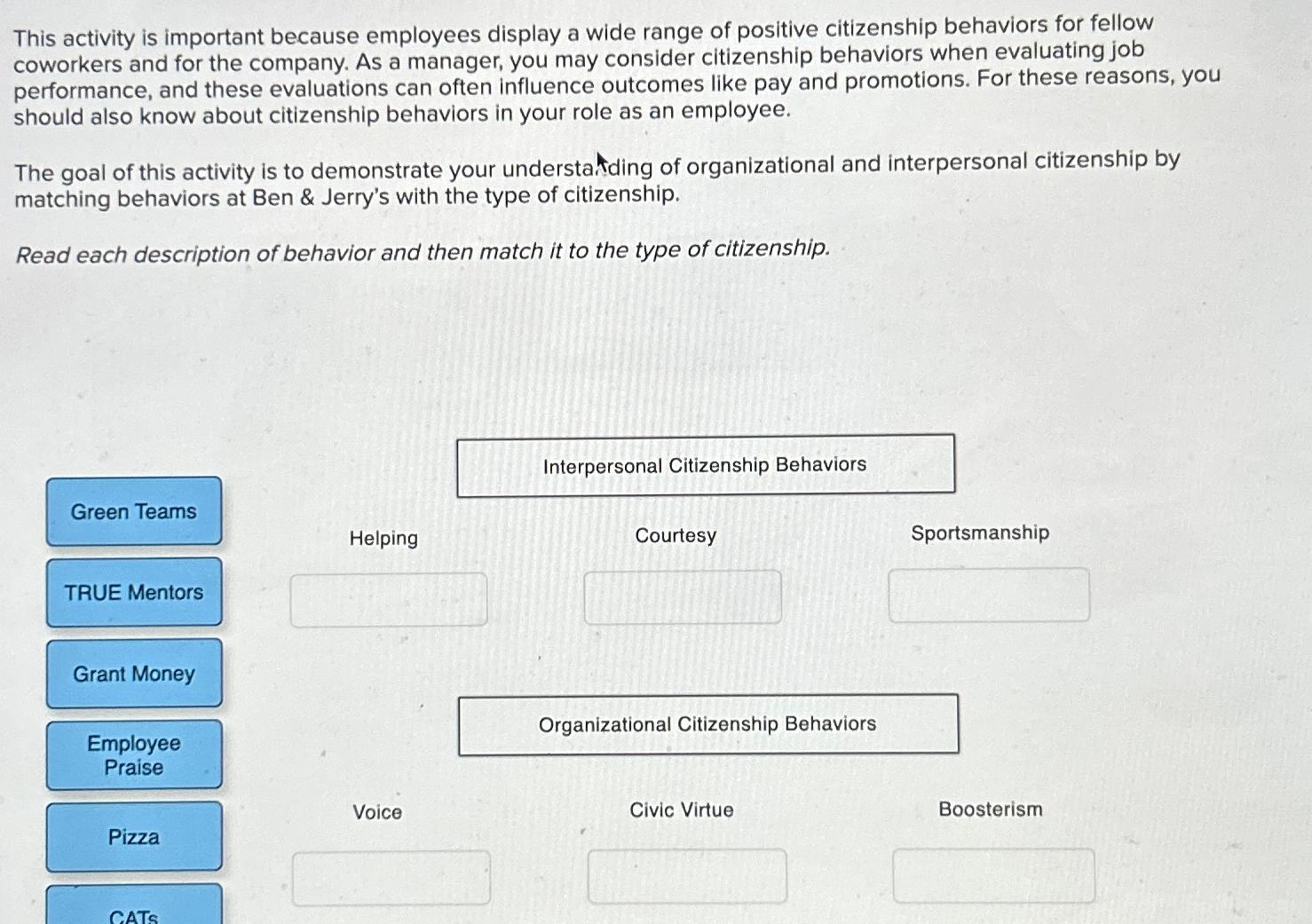  This activity is important because employees display a wide range of