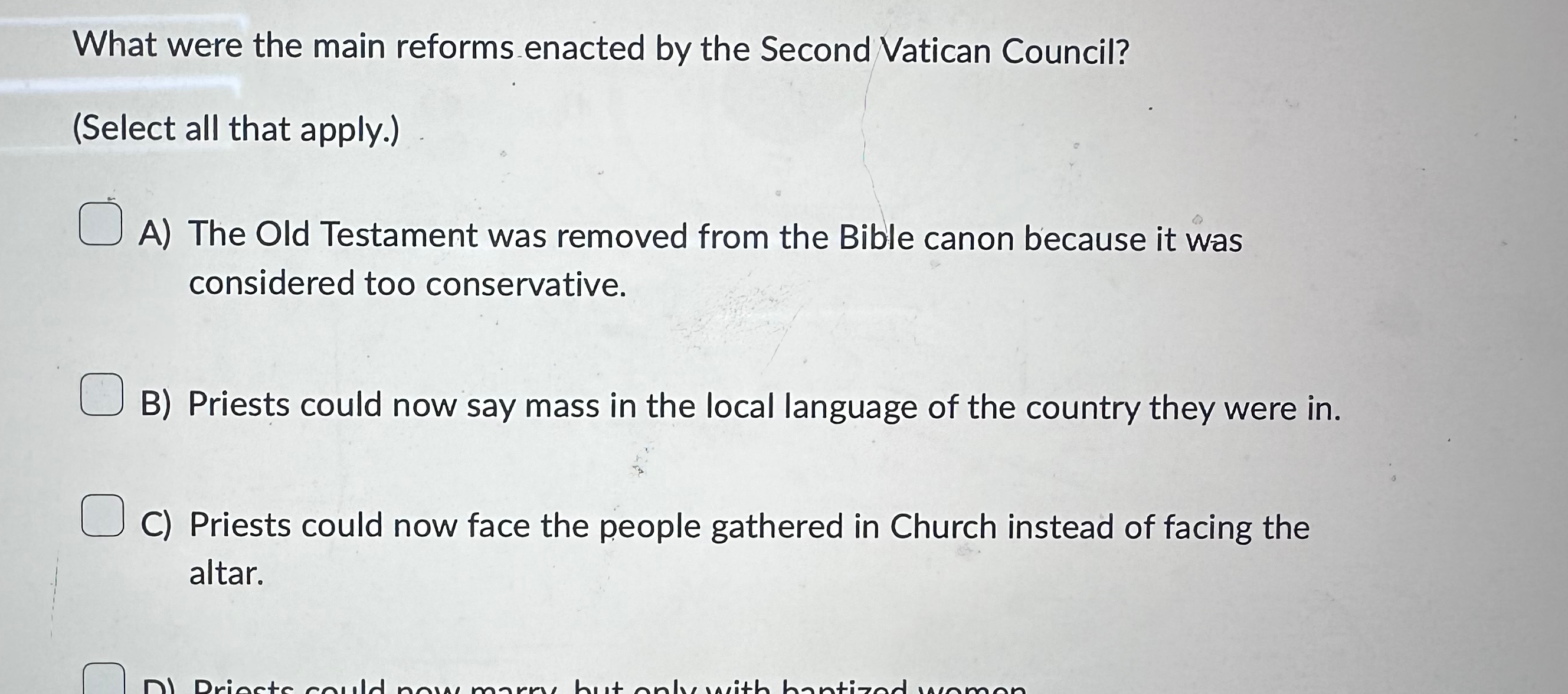  What were the main reforms enacted by the Second Vatican Council?