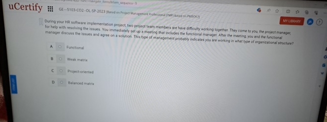  uCertify Quring your HR software implementation project, two project team members