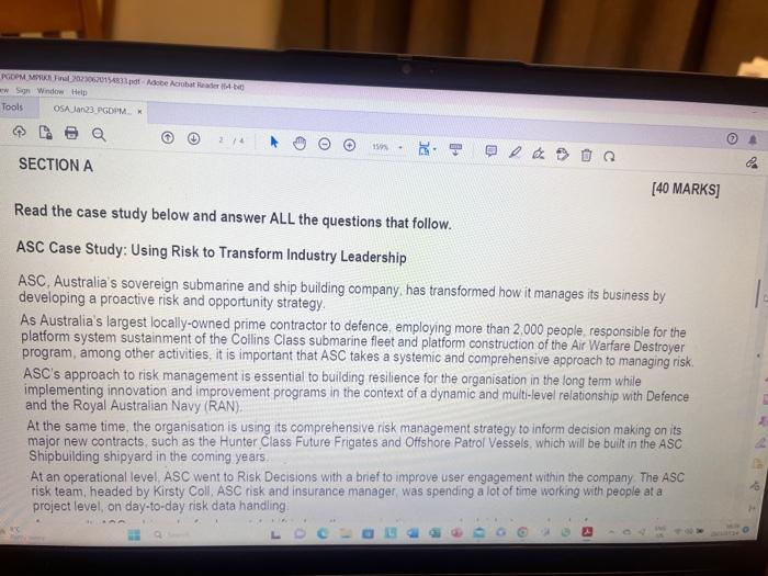 project management Read the case study below and answer ALL the questions