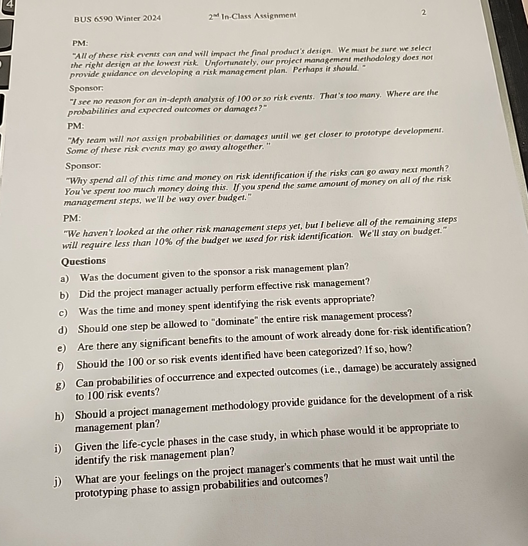  BUS 6590 Winter 2024 2nd In-Class Assignment 2 PM: "All of