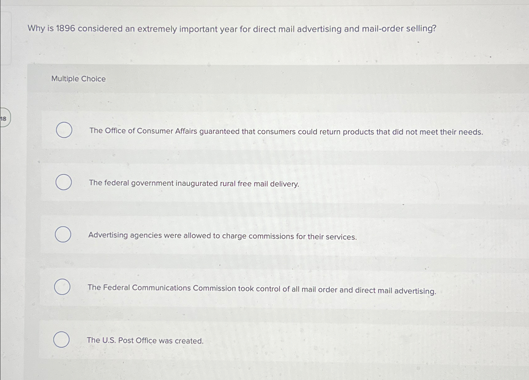  Why is 1896 considered an extremely important year for direct mail