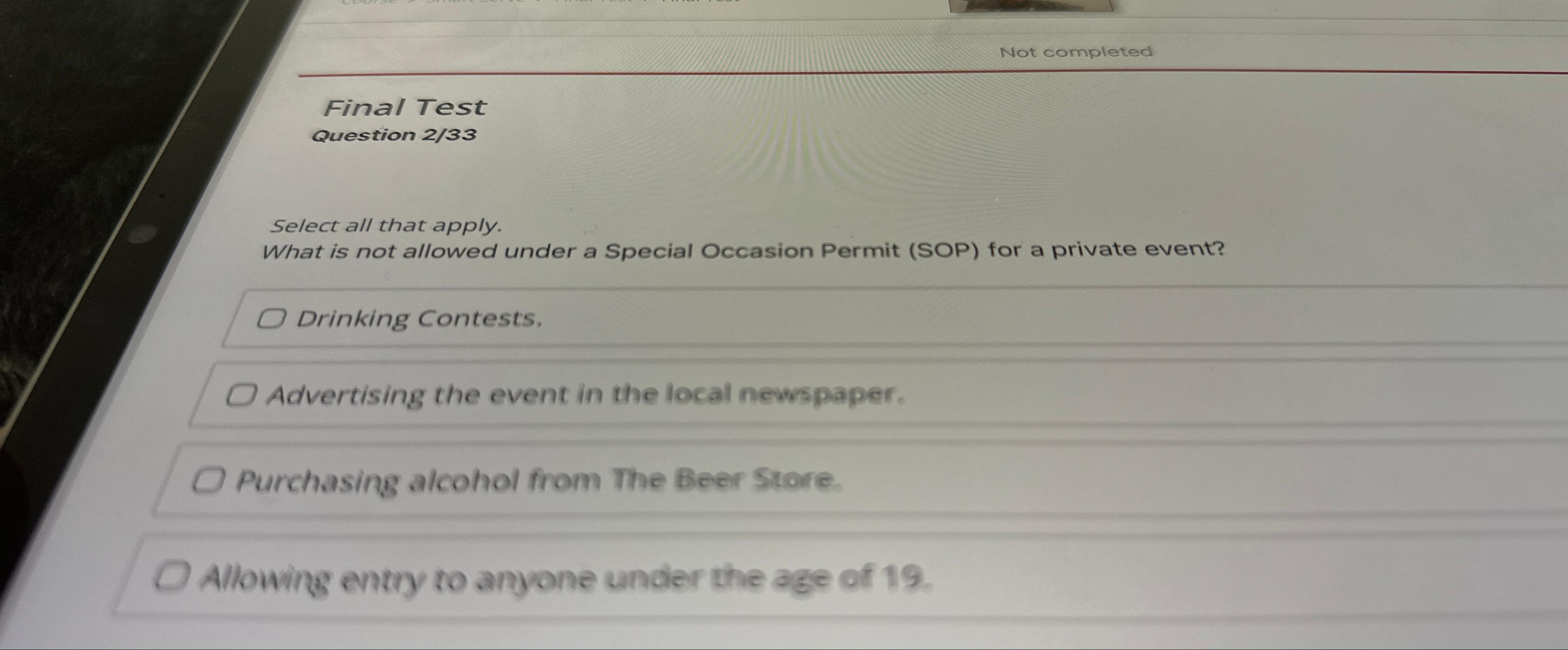  Final Test Question 233 Select all that apply. What is not