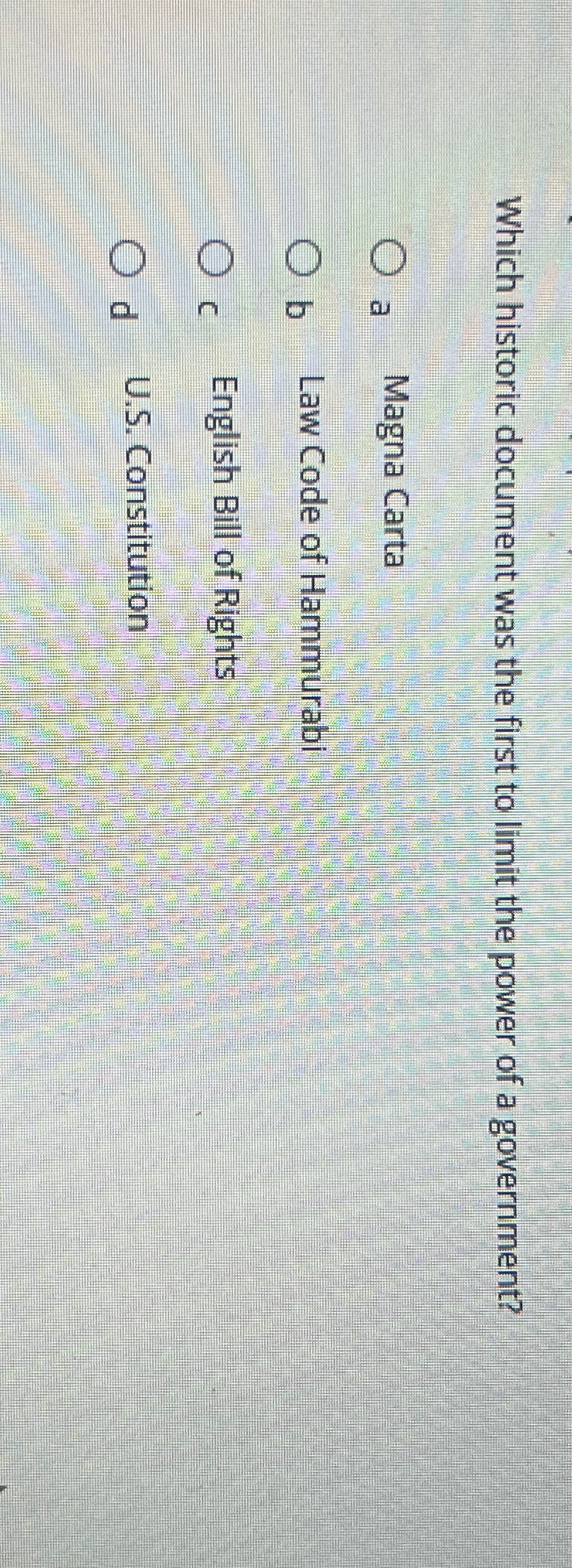  Which historic document was the first to limit the power of